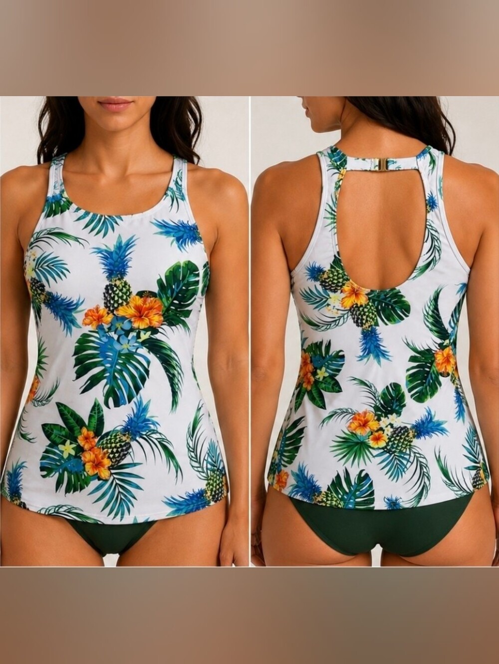 Hawaiian print bathing suit Top size Small